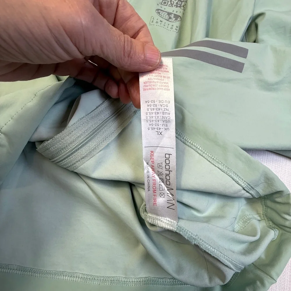 BoohooMAN Active Mint Green Lightweight Hooded‎ Jacket XL Limited Edition